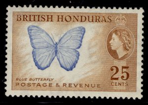 BRITISH HONDURAS QEII SG186, 25c bright blue & yellow-brown, M MINT.