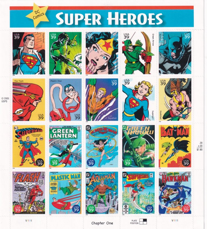 U.S. 39c Super Heroes Sc #4084 MNH, Sheet/20 (S30052)