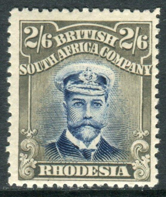 RHODESIA-1913-19  2/6 Indigo & Grey Brown  A lightly mounted mint example Sg 236