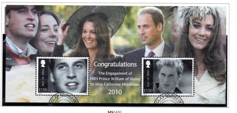 Isle of Man Sc 1407 2010 Royal Engagement stamp sheet used