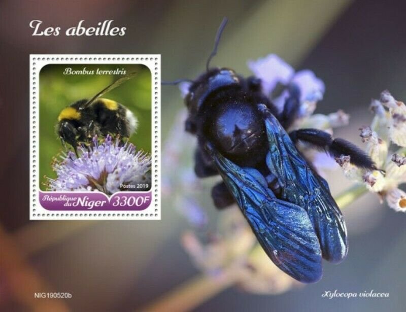 Niger - 2019 Bees on Stamps - Stamp Souvenir Sheet - NIG190520b