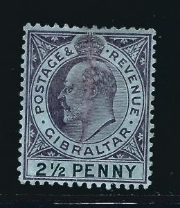 Gibraltar Violet  2 1/2 Penny 1903 Scott #42 FVF MH Cat $6.00