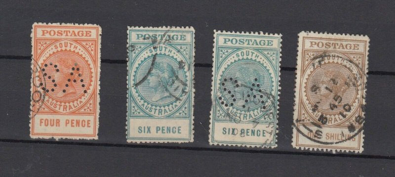 South Australia QV Large Collection Of 4 To 1/- Fine Used JK6324