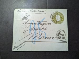 1903 Republic of Argentina Folded Cover Azul Buenos Aires to Mainz Germany