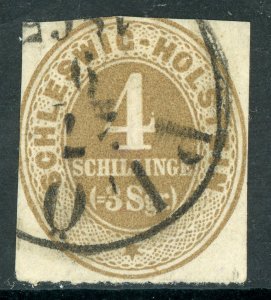 Germany States 1865 Schleswig-Holstein 4sgr Bister Scott #7 VFU R279