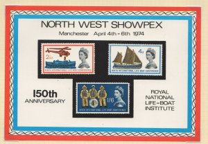 Great Britain Northwest SHOWPEX Manchester 1974 Souvenir Sheet Life Boat MNH -SR
