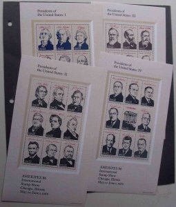 #2216-19 22c Presidents of US I-IV Mini Sheets, VF/XF OG NH, fresh sheets, VF...