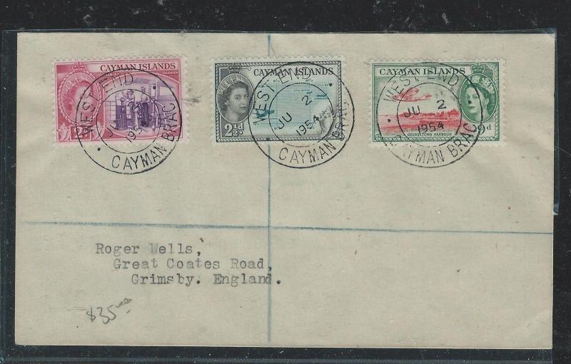 CAYMAN ISANDS (P1706B) 1954 QEII 2D+2 1/2D+9D  WEST END  TO ENGLAND