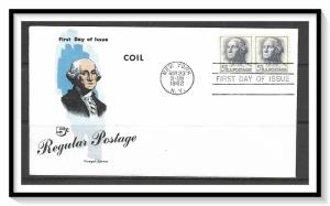 US #1229 George Washington Coil Pair Fluegel Cachet FDC