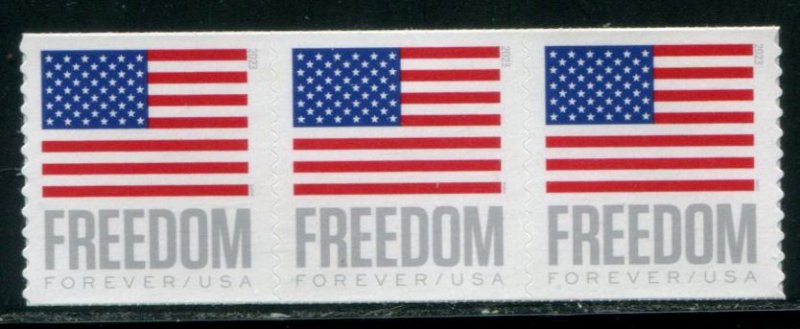 5789a US (63c) Freedom Flag SA BCA coil strip/3, MNH