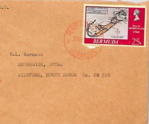 BERMUDA Commercial Air Mail Cover Perot Red CDS GB Devon Bideford{samwells}ZC20