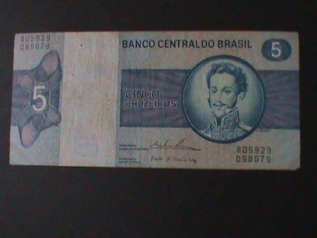 ​BRAZIL1970-CENTRAL BANK-$5 REAIS--CIRULATED NOTE-VF WE SHIP TO WORLDWIDE.