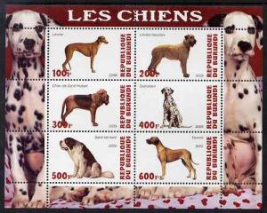 Burundi 2009 Dogs #4 perf sheetlet containing 6 values un...