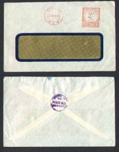 Australia cover #3656 - 2d meter #259- window envelope-Sydney-30 Nov 1935-