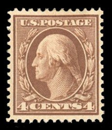 United States, 1904-9 #334 Cat$35, 1908 4c orange brown, hinged