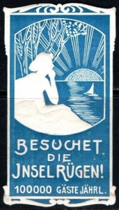 Vintage Germany Poster Stamp Visit The Island Rügen Over 100,000 Guests Annually