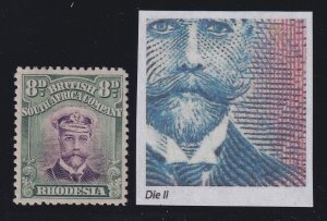Rhodesia, SG 230a, MHR (heavy) Waxed Moustache variety