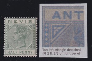 Nevis, SG 25a, MLH Top Left Triangle Detached variety