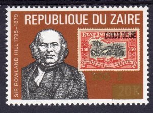 Zaire 1990 ROWLAND HILL GOLD OVPT.NEW VALUE Stamp Perforated Mint (NH)