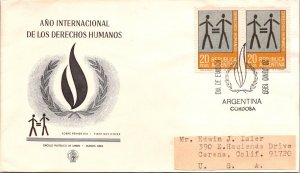 Argentina 1969 FDC - International Year of Human Rights - Cordoba - J105