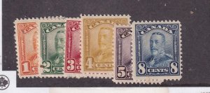 CANADA # 149-154 VF-MLH KGV SCROLL ISSUES 1ct to 8cts CAT VALUE $149
