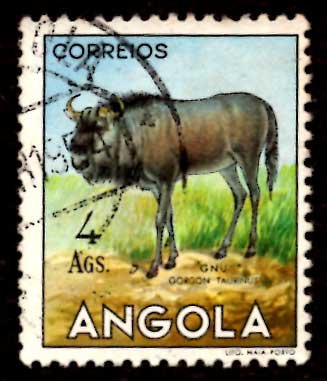 Angola 1953 African Brindled gnu Wild Animals 4a Scott.375 Used (#4)