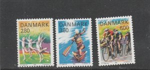 Denmark  Scott#  780-782  MNH  (1985 Sports)