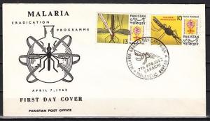 Pakistan, Scott cat. 160-161. Malaria Eradication issue. First day cover.