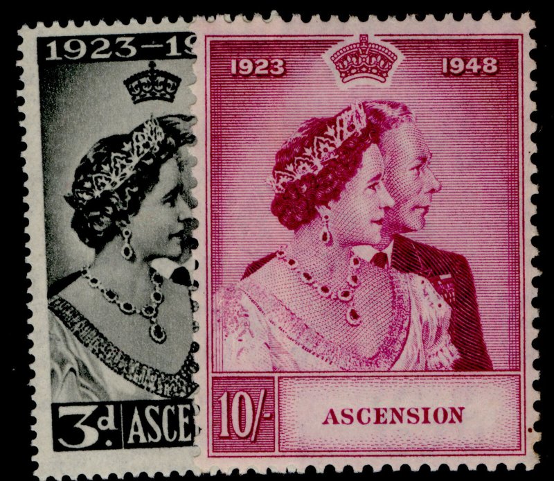 ASCENSION GVI SG50-51,  1949 ROYAL SILVER WEDDING set, NH MINT. Cat £50. 