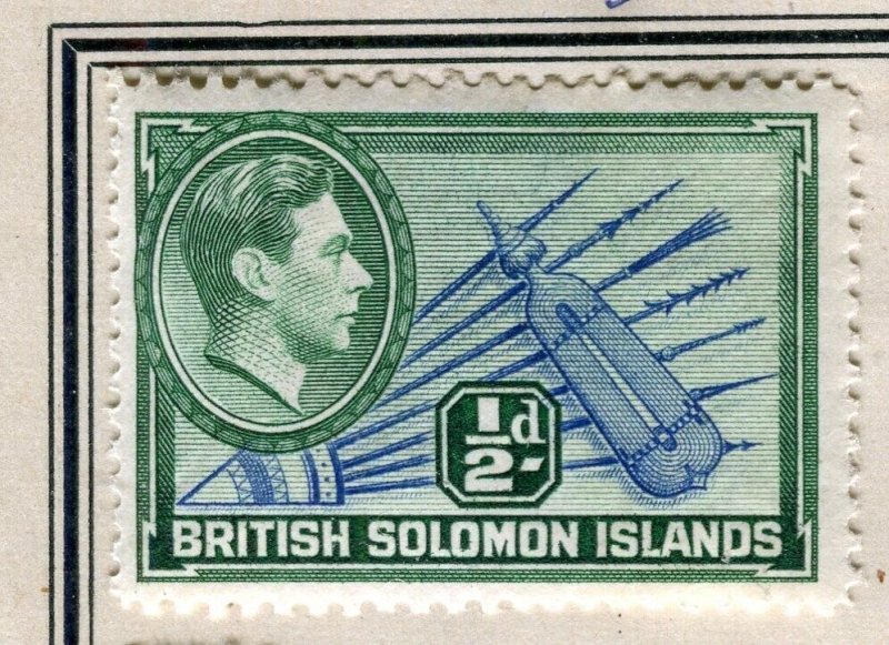 SOLOMON ISLANDS; 1938 early GVI Pictorial fine Mint hinged 1/2d. value