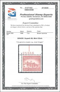 1032 Mint,OG,NH... PSE Graded Superb 98... SMQ $125.00... Only 3 graded higher