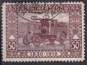 Bosnia & Herzegovina 58 (used) 50h postal car, dull vio (1910)