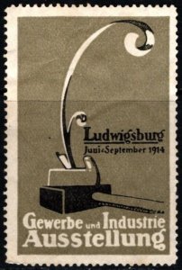 1914 German Poster Stamp Ludwigsburg Trade & Industry Exhibition Unused