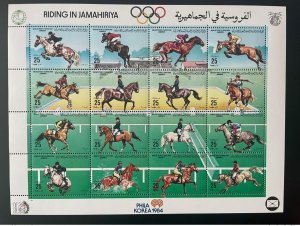 1984 Libya Mi. 1411 - 1426 Sheet Riding in Jamahiriya Horse Korea Olympic Games-