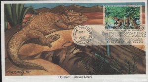 US    3136h     FDC, DINOSAURS,    JURASSIC LIZARD, MYSTIC,   CACHET,