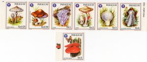 Paraguay 1986 Mi#3950/3956 MUSHROOMS/BUTTERFLIES/SCOUT EMBLEM Strip 6+1 MNH