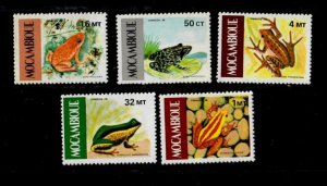 Mozambique 1985 - Frogs Animals - Set of 5 Stamps - Scott #960-965 - MNH