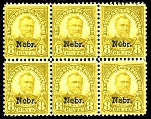 U.S. #677 MINT BLOCK OF 6 NG