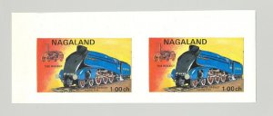 Nagaland (Propaganda) 1971 Trains 1v Imperf S/S Collective Proof Pair