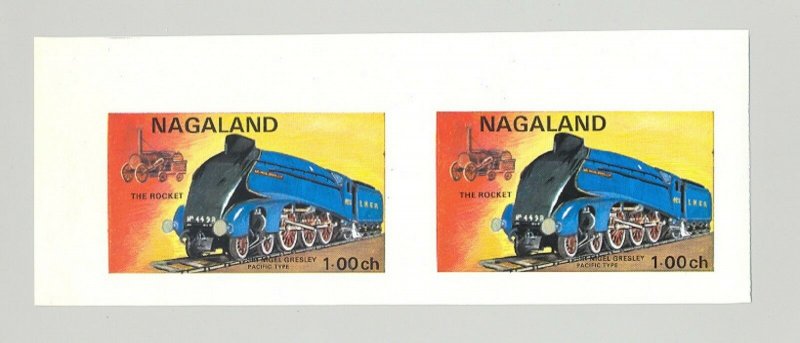 Nagaland (Propaganda) 1971 Trains 1v Imperf S/S Collective Proof Pair