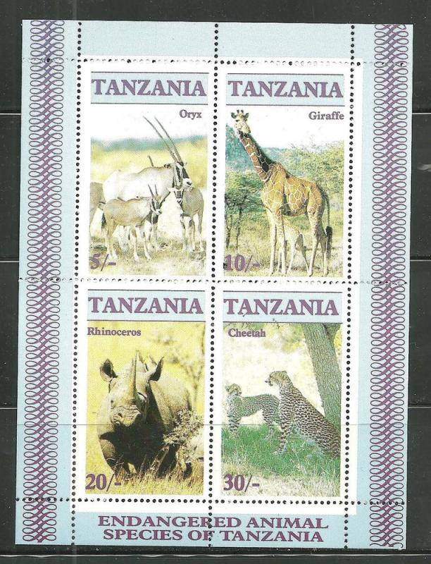 Tanzania 322a MNH S/S Endangered Wildlife
