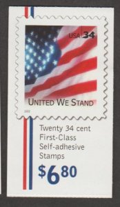 U.S. Scott #3549Bc-3549Bd BK287 American Flag Stamp - Mint NH Booklet