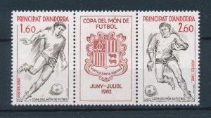 [112373] French Andorra 1982 World Cup football soccer Spain Strip of three MNH