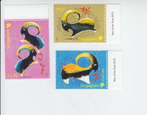 2015 Singapore Year of the Goat (3) (Scott 1712-14) MNH