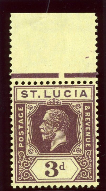 St Lucia 1930 KGV 3d deep purple/yellow superb MNH. SG 100a. 