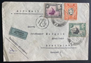 1938 Moshi Kenya British KUT Airmail Cover To Bratislava Czechoslovakia