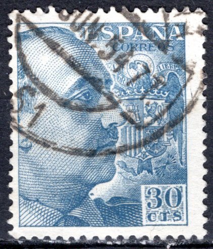 Spain; 1949; Sc. # 695a; Used Single Stamp.  , Perf 13 x 13 1/4