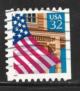 USA 2921: 32c Flag over Porch, booklet single, used, VF