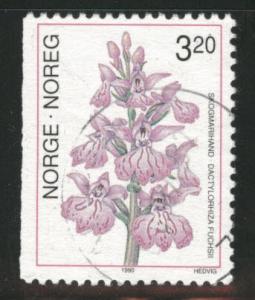 Norway Scott 970 used orchid flower stamp