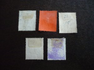 Stamps - Gibraltar - Scott# 49,50b,51,52a,55 - Used Part Set of 5 Stamps